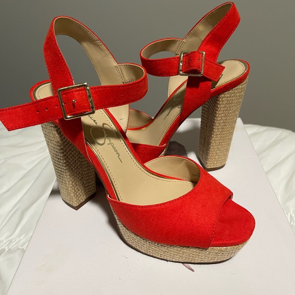 Jessica Simpson Red Suede Platform Heels